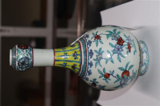 A Chinese doucai garlic neck vase, Qianlong mark but Republic period, H. 21cm,